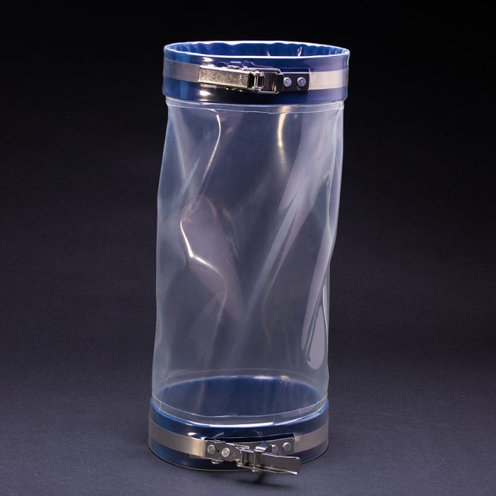 Quick release clips in each end of a clear flexible polyurethane sleeve
