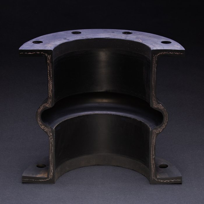 Flexible Rubber bellows - hand built - cross-section view