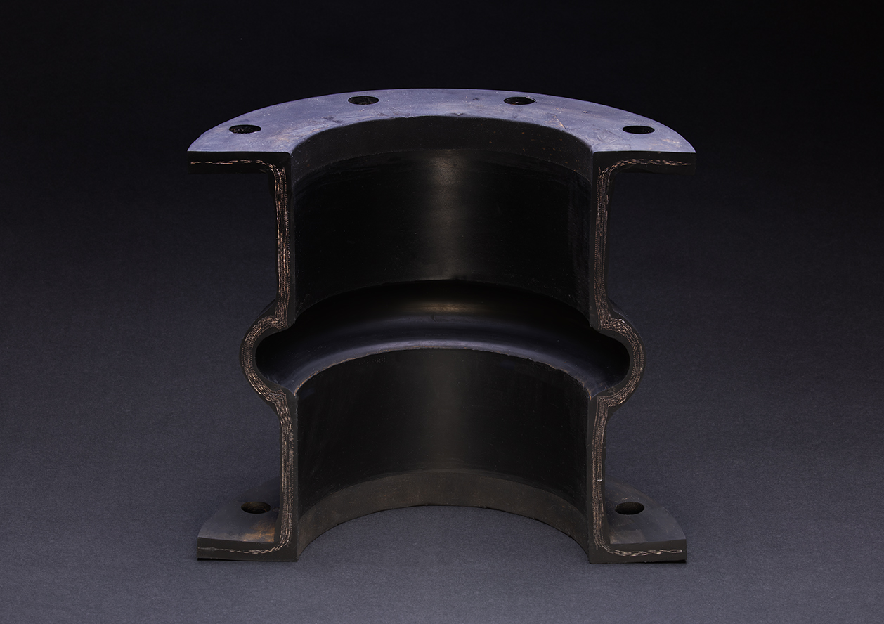 Flexible Rubber bellows - hand built - cross-section view